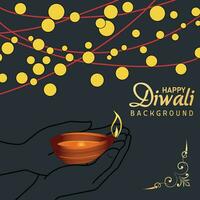 glücklich Diwali Diya Hintergrund mit Diya Dekoration vektor