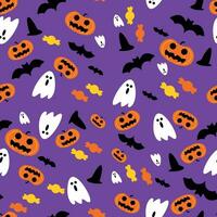 Vektor Halloween Stoff Muster, nahtlos Muster geeignet zum T-Shirt Hintergrund und Hintergrund