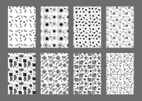 Memphis-Vektor nahtlose Mustermuster, Schwarz-Weiß-Monochrom-Muster, einfache schwarze Designelemente Textil vektor