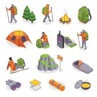 Camper Zahnrad Icon Set Vector Illustration