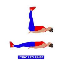 vektor man håller på med liggande ben höja. kroppsvikt kondition magmuskler och kärna träna träning. ett pedagogisk illustration på en vit bakgrund.