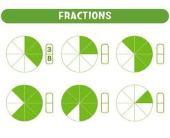 lehrreich Spiel zum Kinder, Mathematik Fraktion Arbeitsblatt. vektor