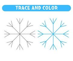 Spur und Farbe Blau Schneeflocke lehrreich Spiel Arbeitsblatt zum Kinder vektor
