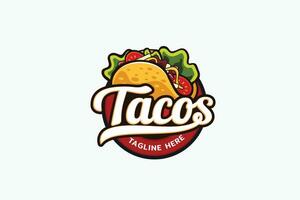 ein Taco Logo auf Weiß Hintergrund. diese Anlagegut ist geeignet zum lebensmittelbezogen Unternehmen, Restaurants, Cafe, Imbisswagen, insbesondere zum Mexikaner Lebensmittel. vektor