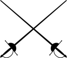 Fechten Symbol. zwei gekreuzt Schwert unterzeichnen. Rapier Symbol. eben Stil. vektor