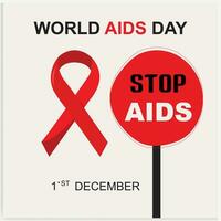Vektor Welt AIDS Tag Dezember 1. Banner mit rot Band und Text Welt AIDS Tag.