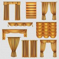 Luxus-Goldvorhänge transparente Set-Vektor-Illustration vektor