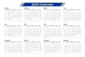 2023 kalender med bord vektor