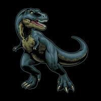 Jahrgang Hand gezeichnet Illustration von Blau T-Rex im voll Farbe vektor