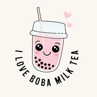 Bubble Milk Tea Design Collection, Perlenmilchtee, Boba Milchtee, leckere Getränke, Kaffee mit Doodle-Stil-Banner, Vektorgrafik. vektor