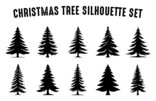 uppsättning av jul träd vektor silhuetter, xmas träd vektor bunt, jul träd ikoner samling