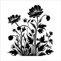 Blumen- Blume Vektor Linie Kunst Illustration, Blumen- Blume Vektor Silhouette, Blume Vektor. Blumen- Muster kostenlos Vektor