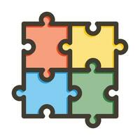 Puzzle Vektor dick Linie gefüllt Farben Symbol zum persönlich und kommerziell verwenden.