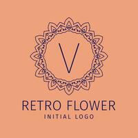 Brief v retro Blume Initiale Vektor Logo Design