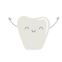 glad leende tand. vektor tecknad serie illustration. tandvård, stomatologi och dental vård begrepp.