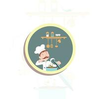 matlagning, kök logotyp. ikon och märka för design meny restaurang eller Kafé. text, kalligrafi vektor illustration