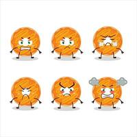 Orange Sahne Krapfen Karikatur Charakter mit verschiedene wütend Ausdrücke vektor