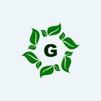 buchstabe g und blatt-logo-design vektor