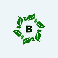 blad och brev b logotyp design vektor