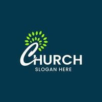 modern Kirche Baum Logo Design Vektor Bild