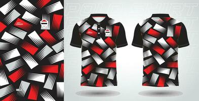 schwarz rot Polo Hemd Sport Sublimation Jersey Vorlage vektor