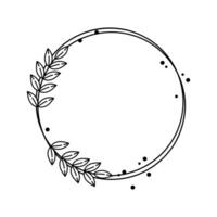 Kreis Blumen- Rahmen Linie Kunst Illustration kostenlos Vektor Element