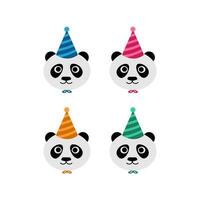 söt panda födelsedag fest illustration fri vektor