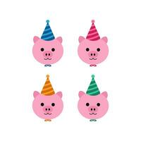 söt gris födelsedag fest illustration fri vektor