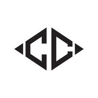 logotyp c romb utökad monogram 2 brev alfabet font logotyp logotyp broderi vektor