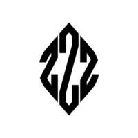 logotyp z kurva romb utökad monogram 3 brev alfabet font logotyp logotyp broderi vektor