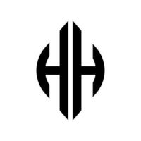 logotyp h kurva romb utökad monogram 2 brev alfabet font logotyp logotyp broderi vektor