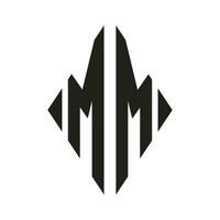 Logo m kondensiert Rhombus Monogramm 2 Briefe Alphabet Schriftart Logo Logo Stickerei vektor