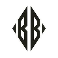 logotyp b komprimerad romb monogram 2 brev alfabet font logotyp logotyp broderi vektor