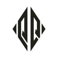 Logo q kondensiert Rhombus Monogramm 2 Briefe Alphabet Schriftart Logo Logo Stickerei vektor