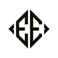 logotyp e. romb monogram 2 brev alfabet font logotyp logotyp broderi vektor