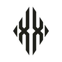 Logo x kondensiert Rhombus Monogramm 2 Briefe Alphabet Schriftart Logo Logo Stickerei vektor