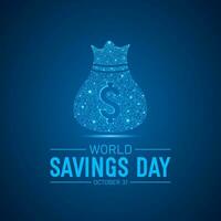 Priworld Ersparnisse Tag, Oktober 31. Vektor Illustration auf das Thema von Welt Ersparnisse Tag. Vorlage zum Banner, Gruß Karte, Poster mit Hintergrund.