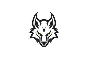 Weiß Wolf Kopf Logo - - Spielen Maskottchen mit bedrohlich Ausdruck vektor