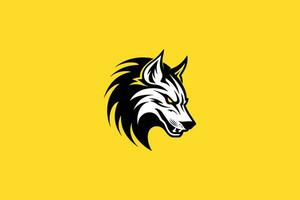 Weiß Wolf Kopf Logo - - Spielen Maskottchen mit bedrohlich Ausdruck vektor
