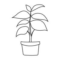 kontinuierlich Linie Zeichnung von Zimmerpflanze im ein Topf vektor
