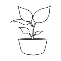 kontinuierlich Linie Zeichnung von Zimmerpflanze im ein Topf vektor