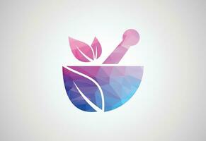 niedrig poly und modern medizinisch und Gesundheit Pflege Center ayurvedisch Logo Design, Vektor Illustration