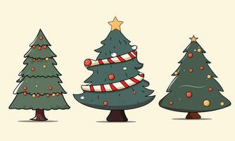 jul träd vektor uppsättning .jul träd teckning samling