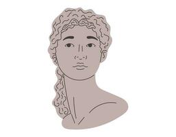 antik kvinna huvud. lera sten skulptur av en grekisk kvinna. klassisk vektor isolerat platt sätta dit av ett gammal gudinna.