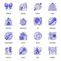 Party-Event-Web-Flat-Line-Icons gesetzt vektor