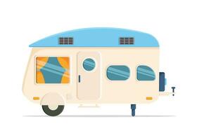 Camping Auto im eben Design. Wohnwagen zum Reisen Vektor Illustration isoliert auf Weiß Hintergrund
