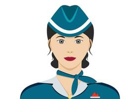 Porträt von ein Steward Clip Art Vektor auf Weiß Hintergrund. Flug Begleiter Frau Charakter