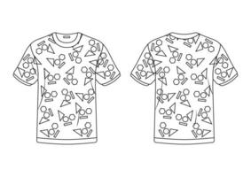 svart och vit t-shirt med geometrisk former mönster vektor illustration