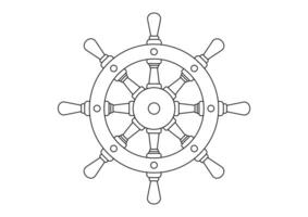 Färbung Seite von Schiff Lenkung Rad im eben Stil Vektor Illustration isoliert auf Weiß Hintergrund
