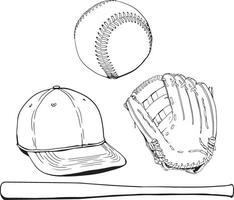 Baseball einstellen Hut Ball Fausthandschuh vektor